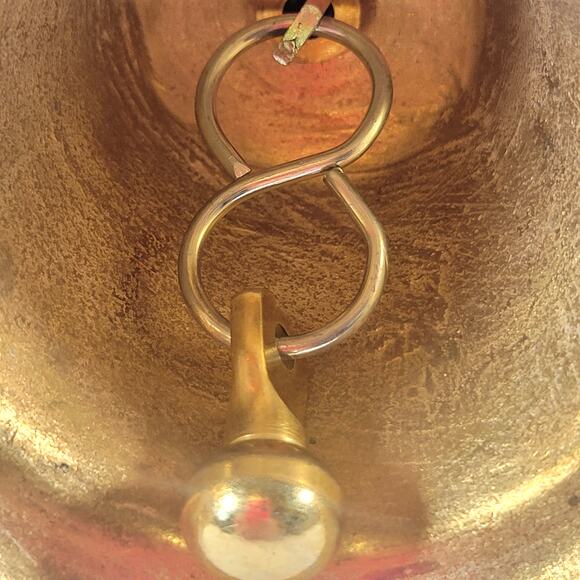 3 Large Brass Bells, Wooden Handles Christmas School Teacher Farm Collectible - Picture 7 of 14